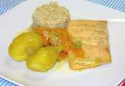 Wildlachs im Biersaftl Gemüse